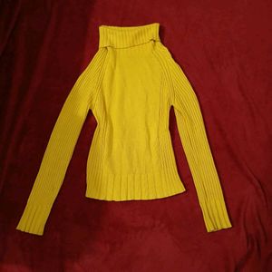 Yellow Fall/winter Turtle Neck Sweater(Women's)