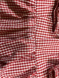 Chic Red Gingham Peplum Top