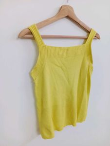 Bright Yellow Square Neck Tank Top