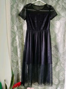 korean Elegant Black Tulle Dress