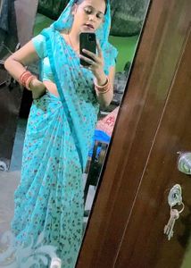Light Blue Floral Saree