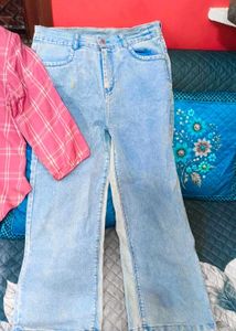 Pink Plaid Shirt and Blue Jeans