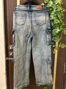 Acid Wash Cargo Jeans