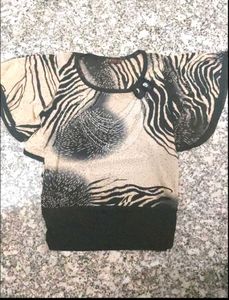 Sheer Zebra Print Top with Embellishments