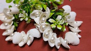 White Shell With Pearl Earrings