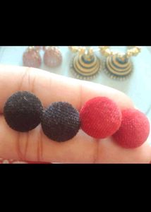 Boho Fabric Button Earrings