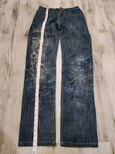Y2k embroidery whimsical dragon jeans pants