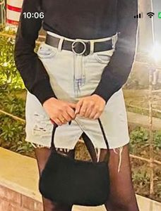 Light Wash Distressed Denim Skirt