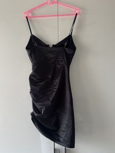 Sleek Black Ruched Mini Dress