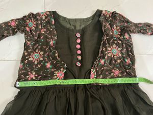 Olive Green Ethnic Gown with Jacket
