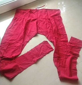 Rain & Rainbow Red Pure Cotton Churidar Pants