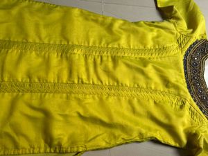 Vibrant Yellow Embroidered Kurta with Dupatta
