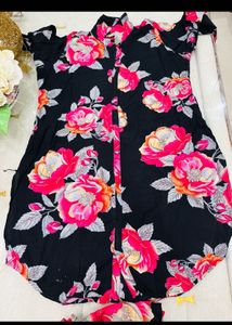 Floral Print Black Kurta cord set