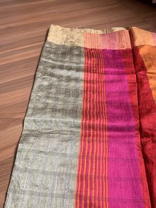 Price Drop💥💥 Light Grey Colour Saree With Blouse