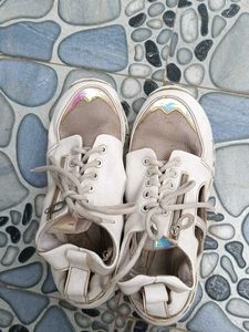White Chunky Platform Sneakers