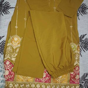 Embroidered Mustard Yellow Kurta set