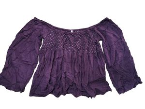 Purple Smocked Off-Shoulder Top