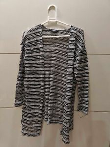 Sheer Striped Open-Front shrug in S