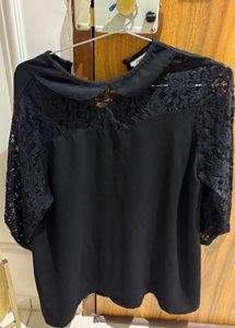 Elegant Black Lace Detail Top