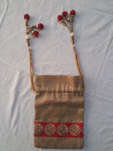 Gold &amp; Red Potli Bag