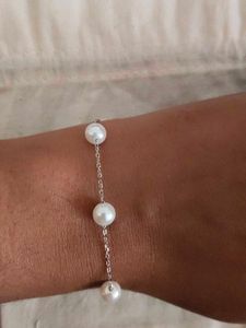 Elegant Pearl Chain Bracelet 925 silver