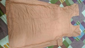 Elegant Peach Kurta Set with Silver Stripes