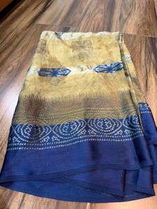 Beautiful Mustard & Navy Saree