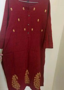 Maroon Embroidered Kurta and Pallazo