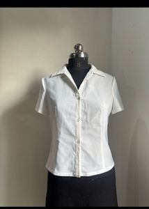 Classic White Short Sleeve Button-Up Shirt