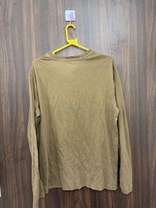 Olive Green V-Neck Long Sleeve T-Shirt