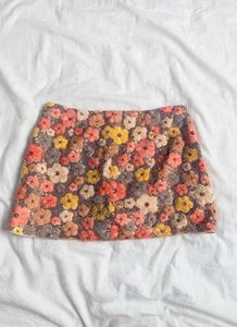 Sequin Floral Mini Skirt