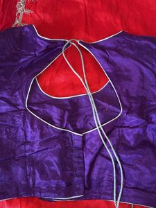Red Saree with Purple Blouse