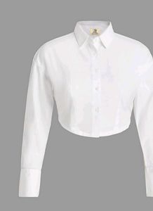 Chic White Cropped Button-Up Shirt
