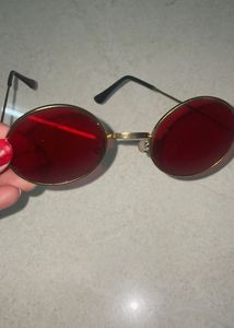 Vintage Oval Red Tint Sunglasses