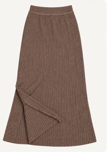 Ribbed Knit Maxi Skirt with Slit