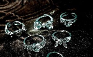 Adjustable Silver PINK Toned Rings - Set