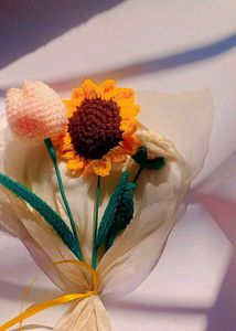 CrochetSunflower🌻, rose🌹 and tulip🌷  Flower Bou