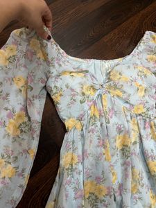 Floral Print V-Neck Dress (padded)