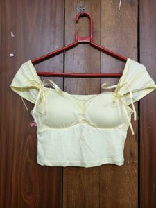 Chic Yellow Ruched Crop Top