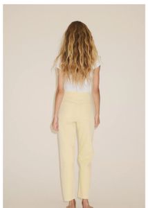 Pale Yellow Mom Fit High Waist Jeans