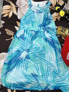 Stunning Blue Tropical Print Dress