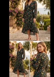 URBANIC - Floral Wrap Midi Dress