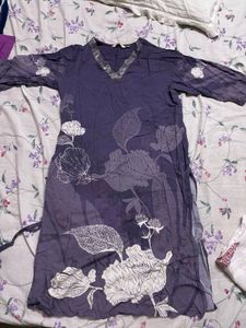 Purple Floral Print Kurta