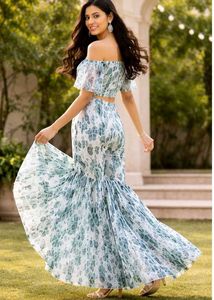 blue and white sharara