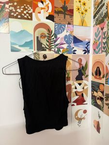 Zara Black Ruched V-Neck Tank Top
