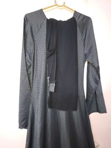 Stylish Geometric Print Pattern Satin Abaya