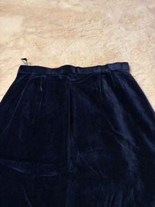 Navy Velvet Midi Skirt