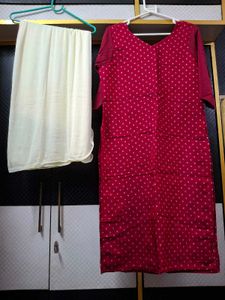 Red Polka Dot Kurta Set with Dupatta