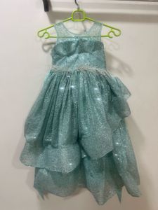 Sparkly Teal Ruffled Gown age 5-6 yrs