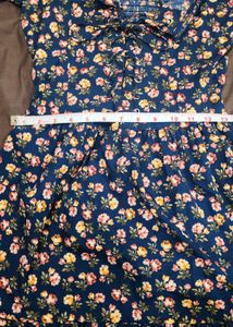 Navy Floral Puff Sleeve Dress